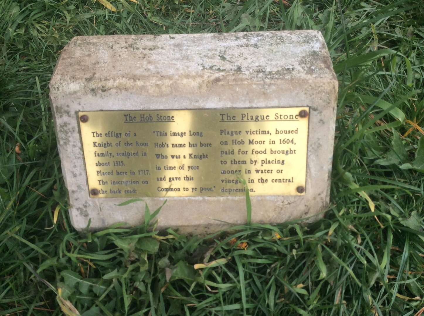 A plaque explaining the purpose of the plague stone (PA)