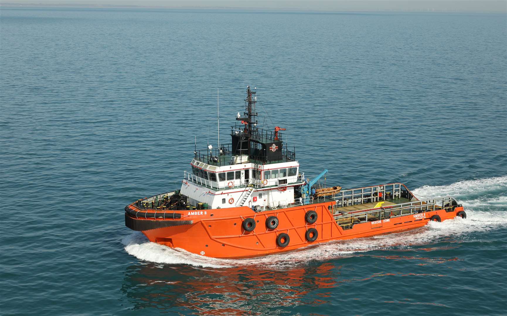 An Amber II escort tug accompanying the ship. Picture: Dover Strait Shipping