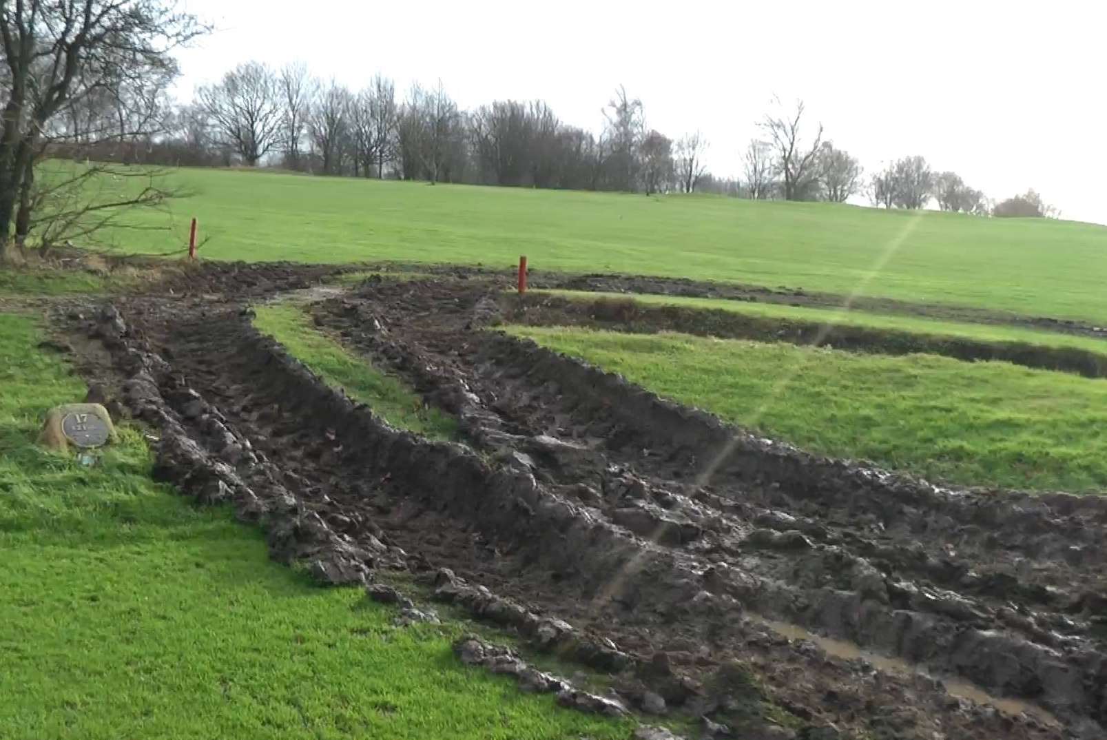 The golf course was churned up during 'seasonal maintenance' in January. Picture Tony Broad.