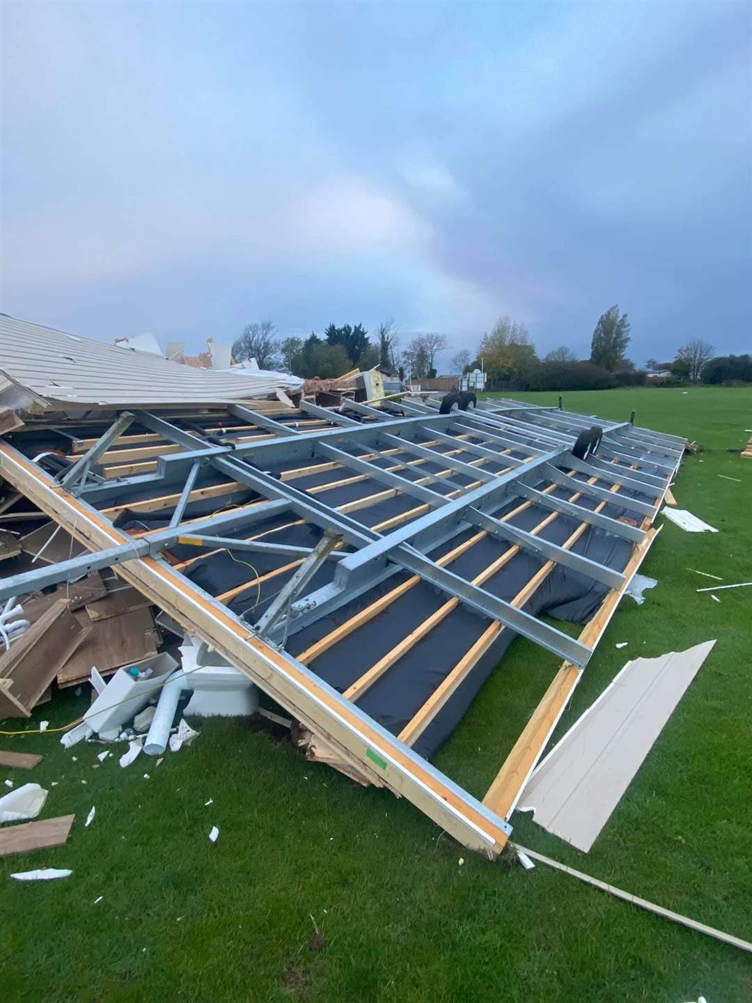 Caravans were flipped over by the high winds. Picture courtesy Palm Tree Holiday Park on Facebook.