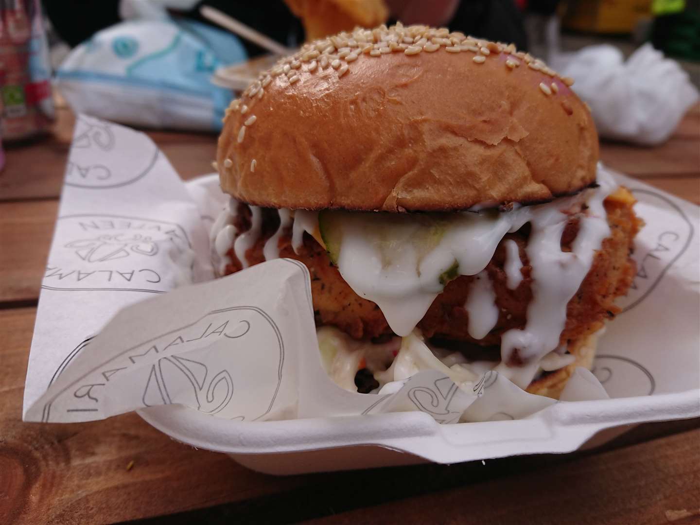 The mouthwatering halloumi burger from Calamari Canteen