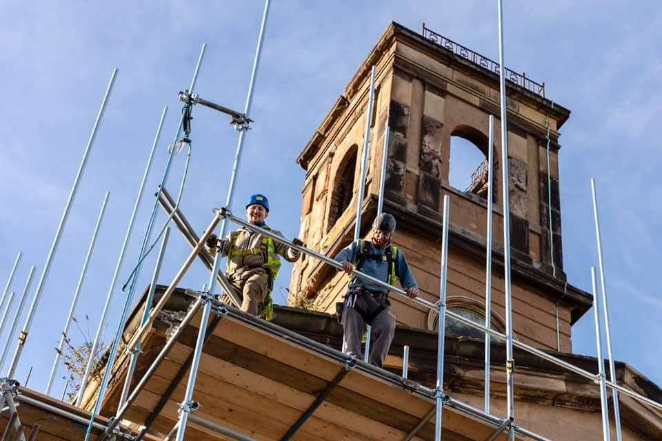 Scaffolding went up on the Sheerness Dockyard Church in December 2020