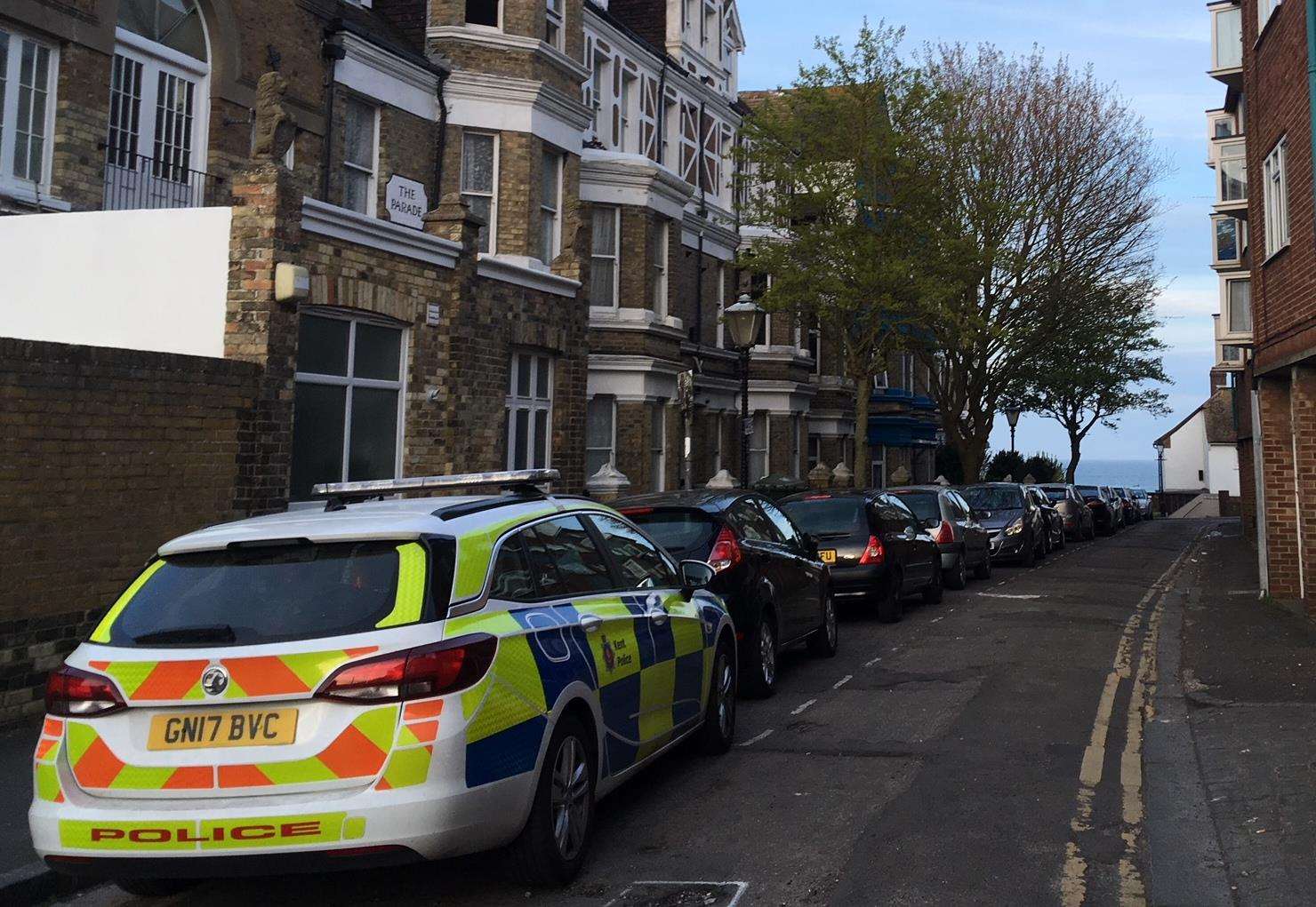 A police car at the scene