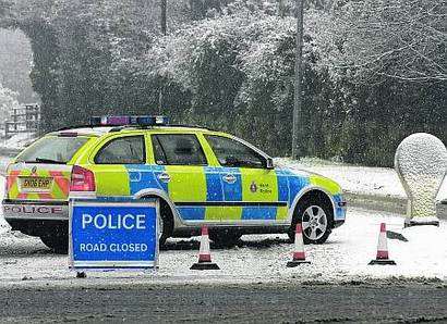 The A252 closed at the Challock roundabout due to a jack-knifed lorry on Charing Hill. Picture: Gary Browne