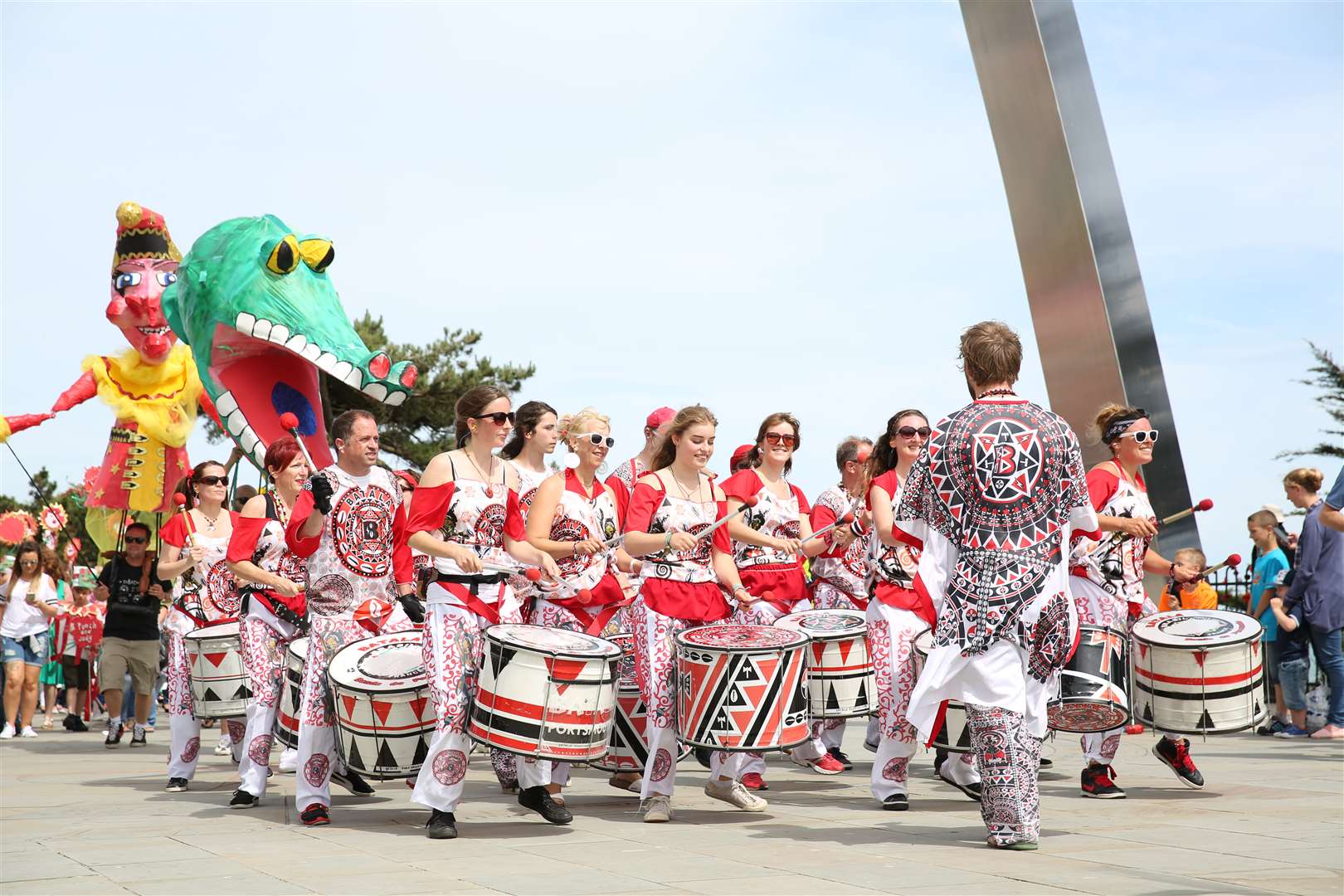 The parade was a feast of sound and colour as it made its way down the Leas