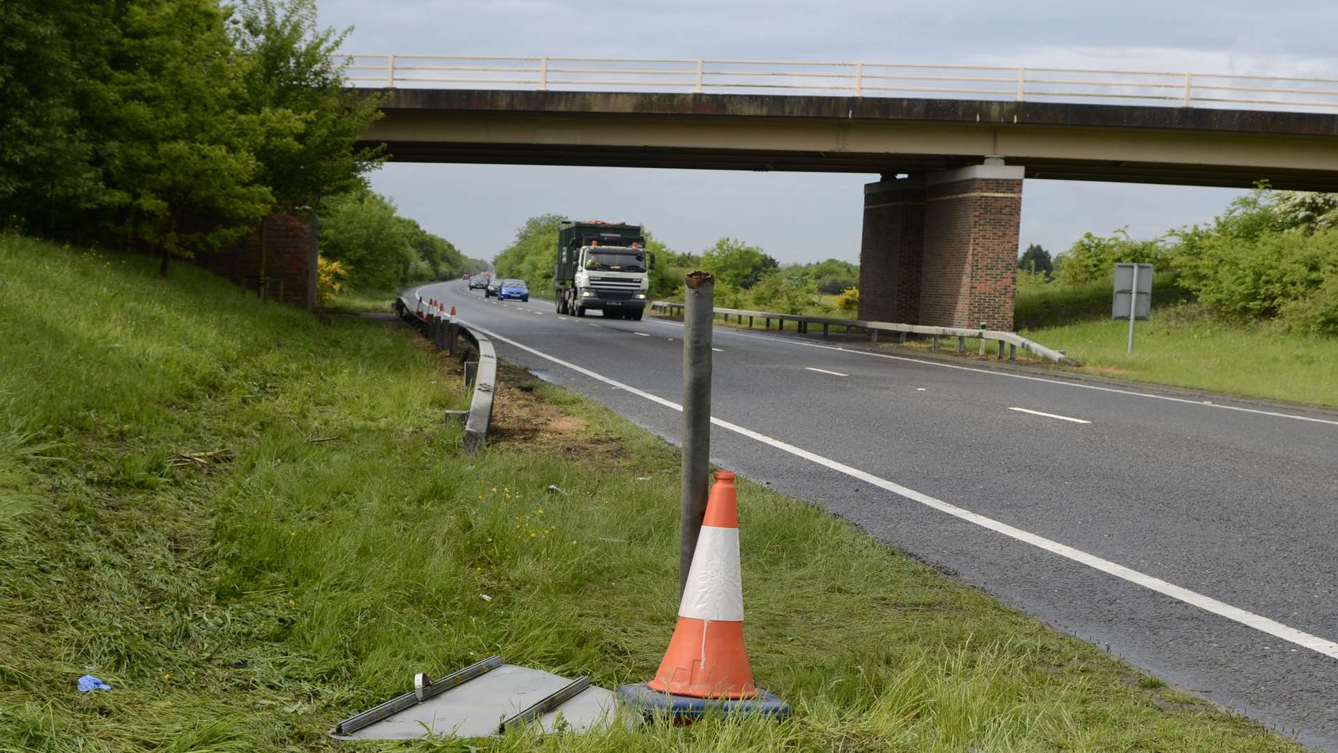 Scene of a fatal crash on the A2070 near Ashford. Picture: Gary Browne