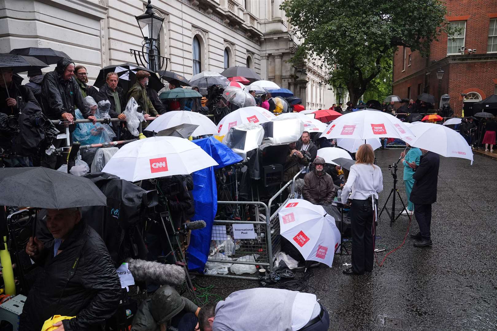 The media wait for the arrival of Sir Keir Starmer in Downing Street (James Manning/PA)