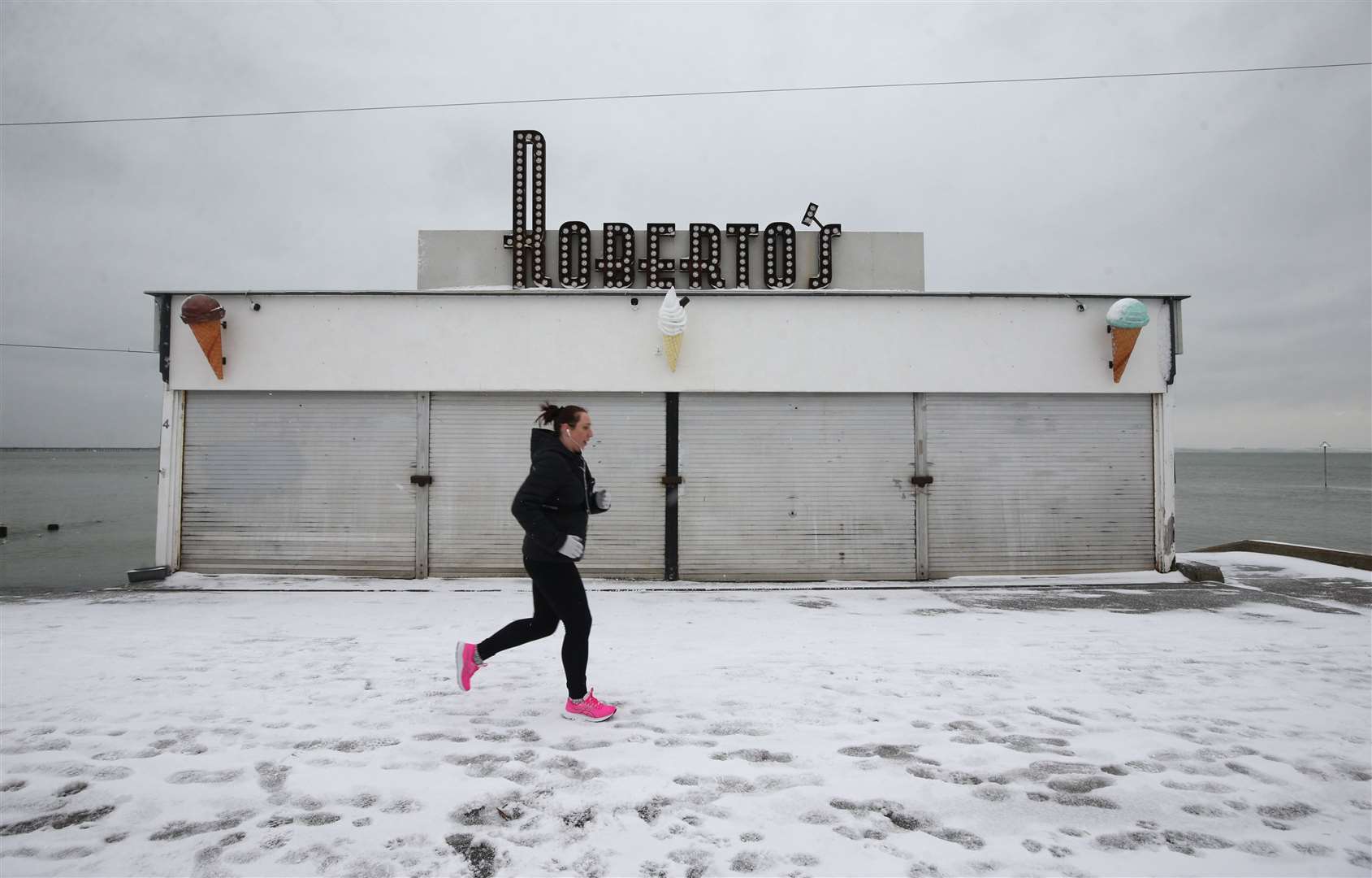 It wasn’t the weather for ice cream, in Southend-on-Sea (Yui Mok/PA)