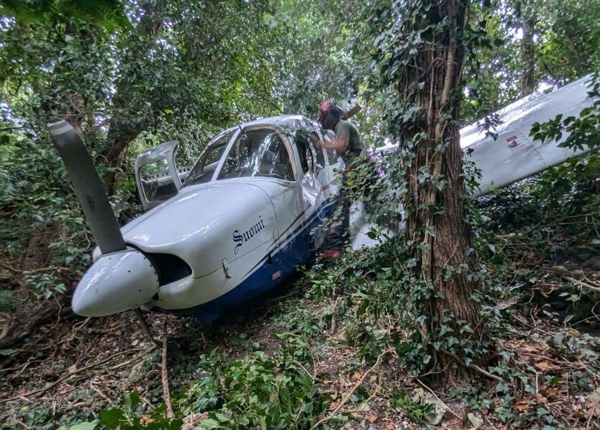 The aftermath of the plane crash which took place in Rochester Road