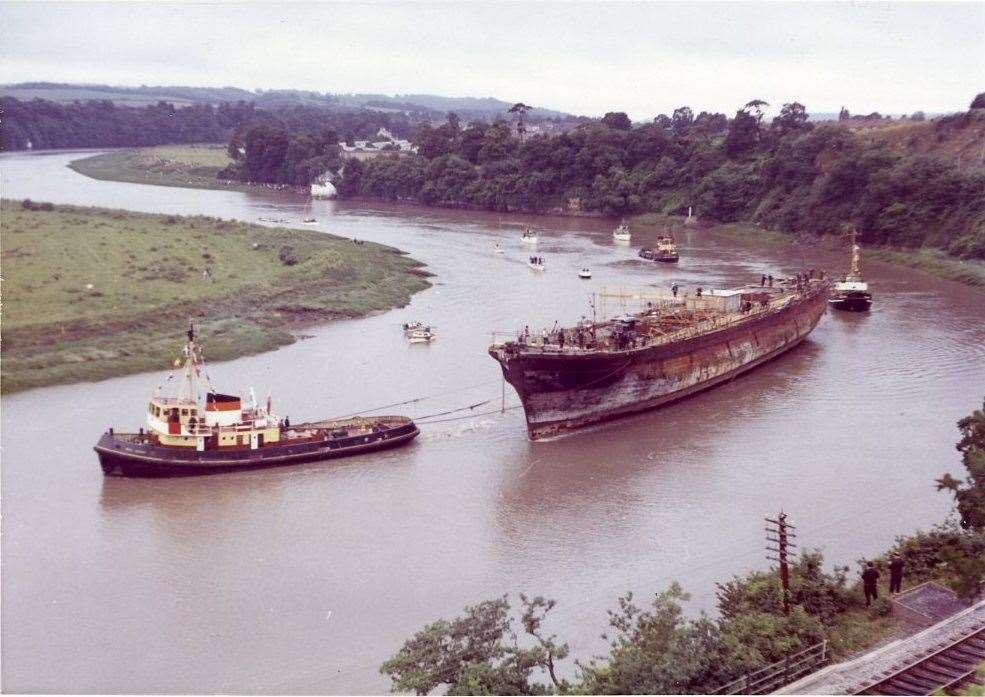 The SS Great Britain is towed up the River Avon towards Bristol (SS Great Britain Trust/PA) 