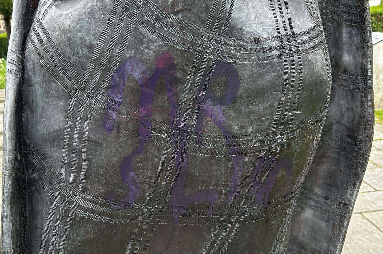 King also tagged a statue of King Ethelbert in the city centre. Picture: Canterbury City Council