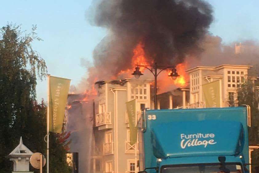 10 fire engines were at the scene of a large fire at Holborough Lakes. Picture Andrew Holt