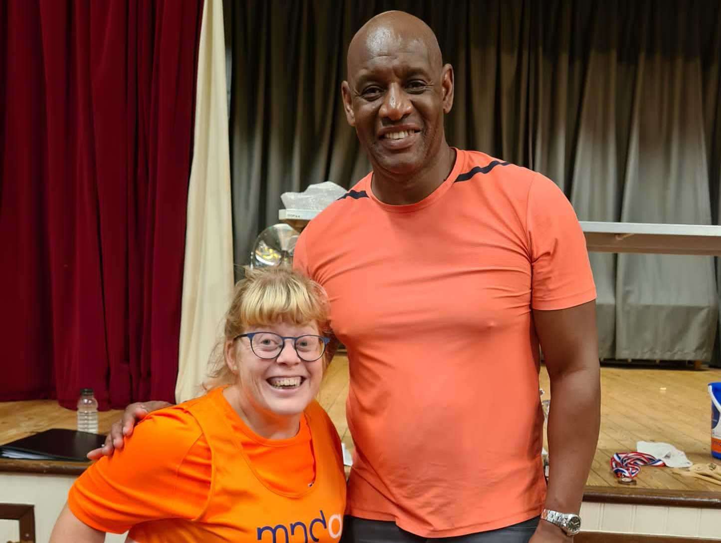 ITV's The Chase star Shaun Wallace with an MND Association volunteer at a charity quiz. Picture: Annette Scott