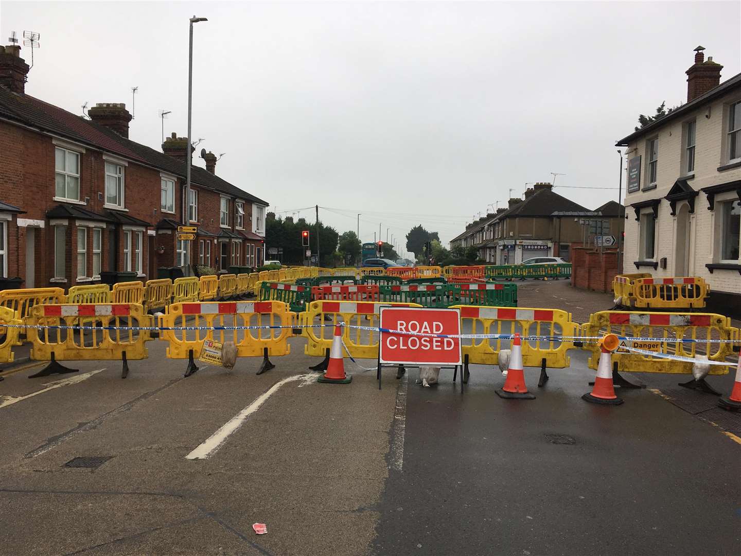 The site of the sinkhole this morning