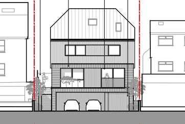 Planning documents reveal the designs for the street-facing side of Nigel Farage’s proposed new property in Greatstone on Romney Marsh. Picture: Hollaway Studio