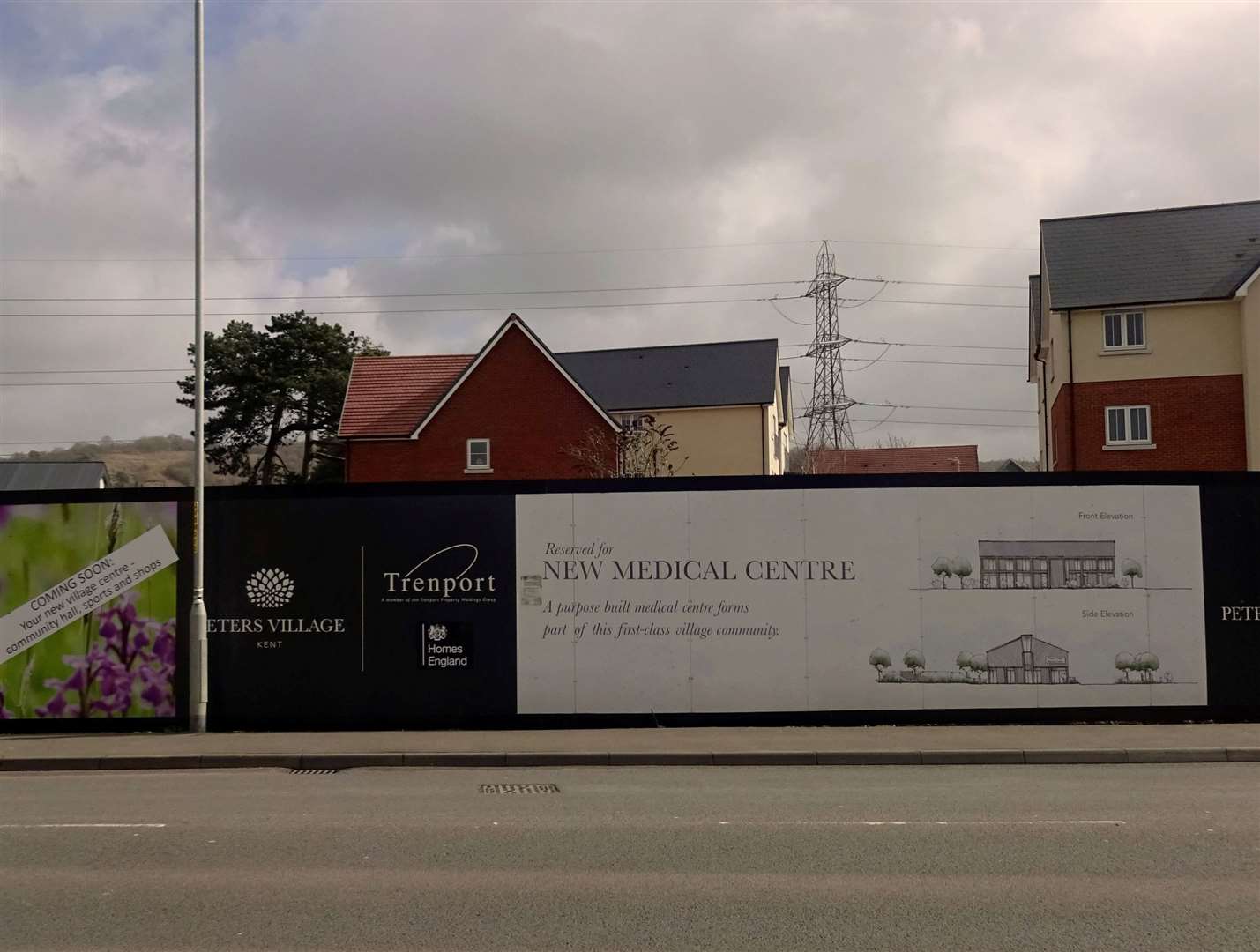 Hoardings around the site of the over-due medical centre