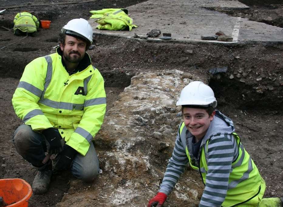 Nick Lawrence and James Revell at the Canterbury Christ Church University dig site.