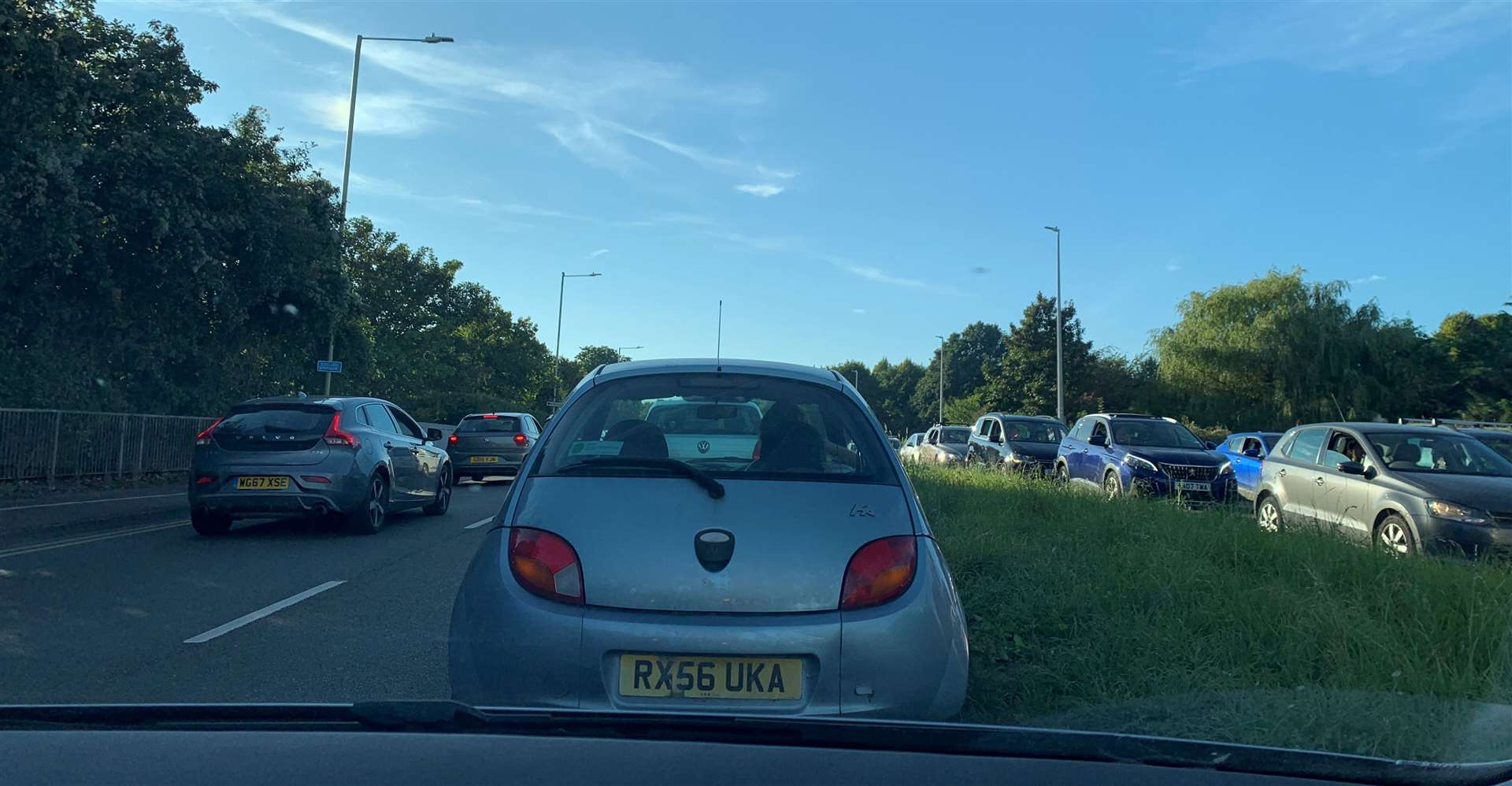 Drivers are stuck in jams around Canterbury after an oil spill and vehicle fire