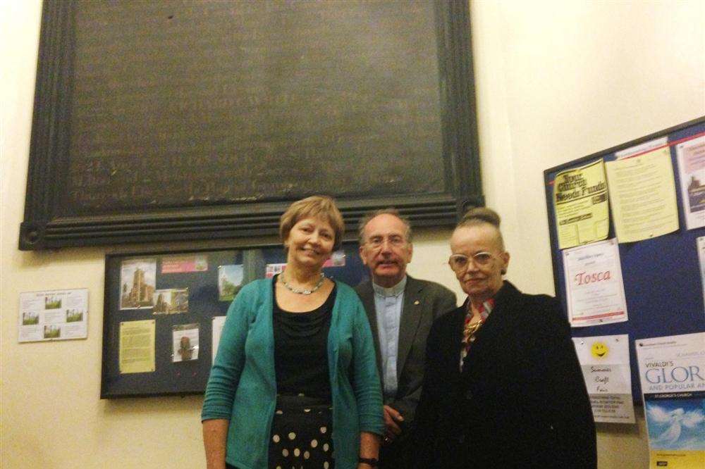 Friends of the church Carol Stone and Sandra Soder along with canon Chris Stone.