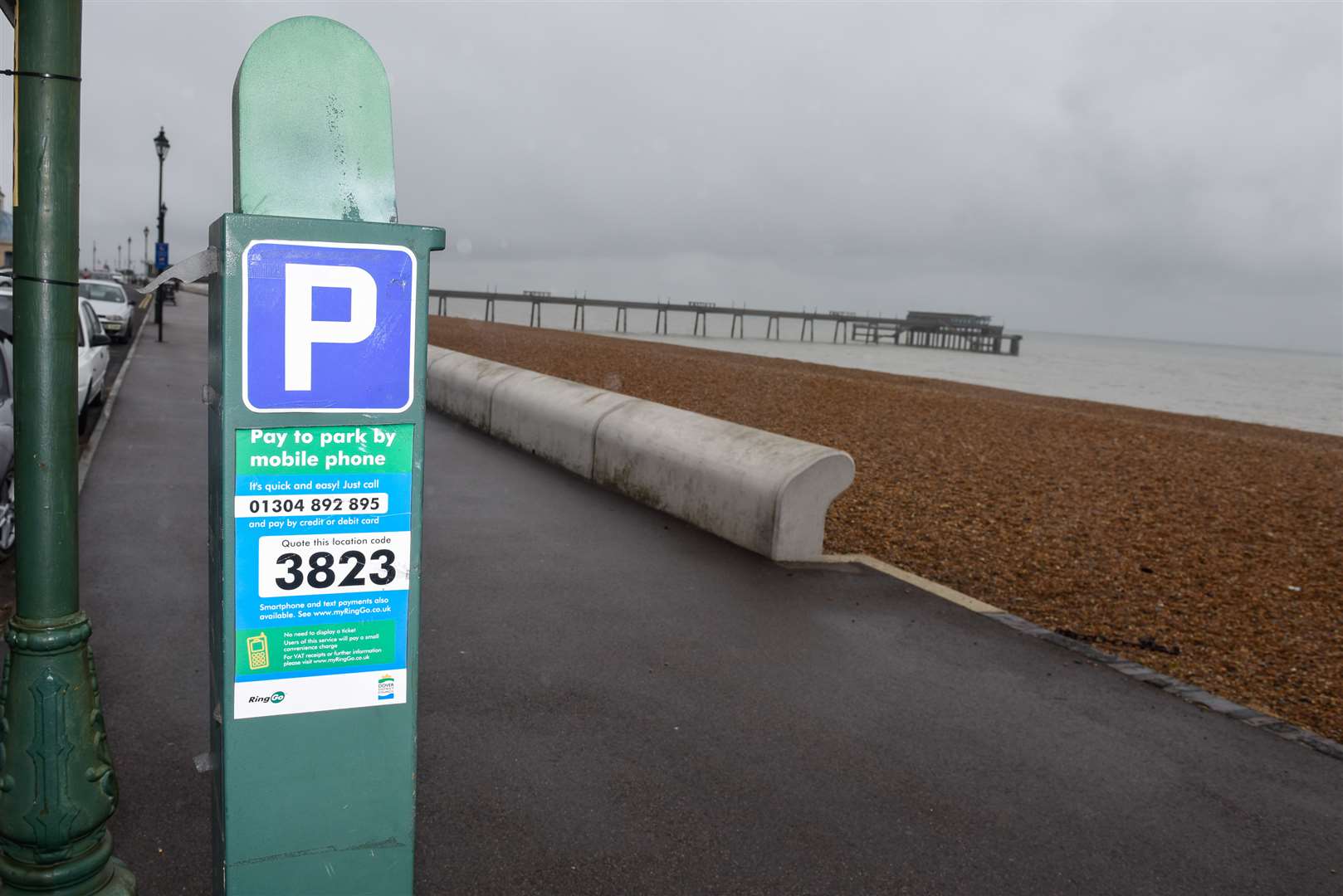 Parking meter on Deal Seafront (between pier and Deal Castle near fishing stand).