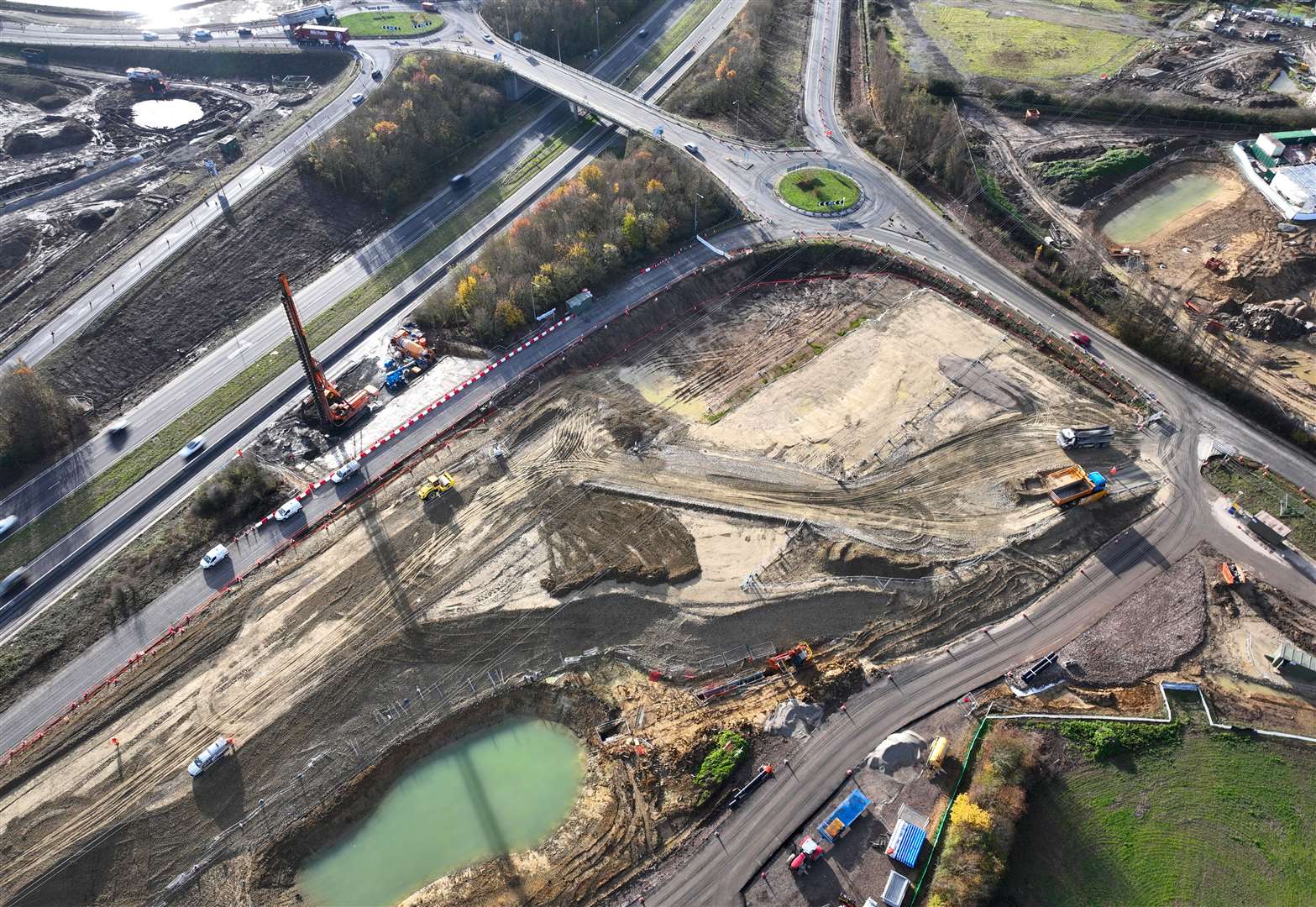 Work underway on the Grovehurst junction near Sittingbourne in November 2023. Picture: Phil Drew