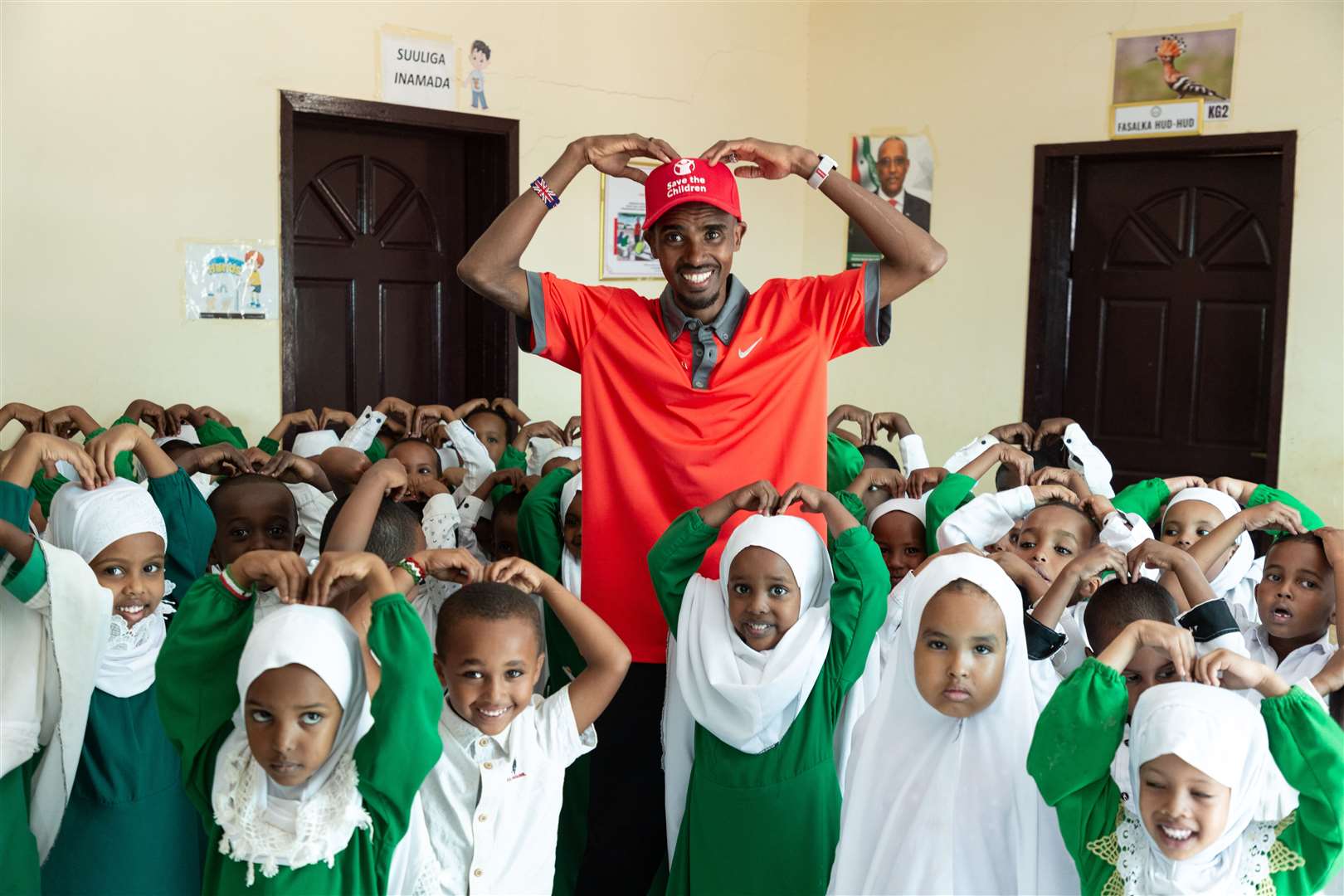 Sir Mo visits a local school during his trip (Save the Children)