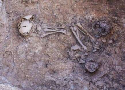 The skeleton of the Bronze Age boy. Picture: Peter Knowles, Kent Archaeological Projects