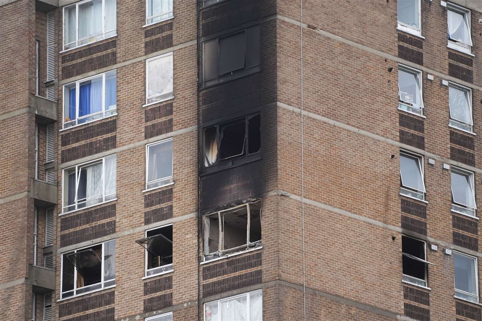 The damage from a fire at a tower block in Catford (James Manning/PA)