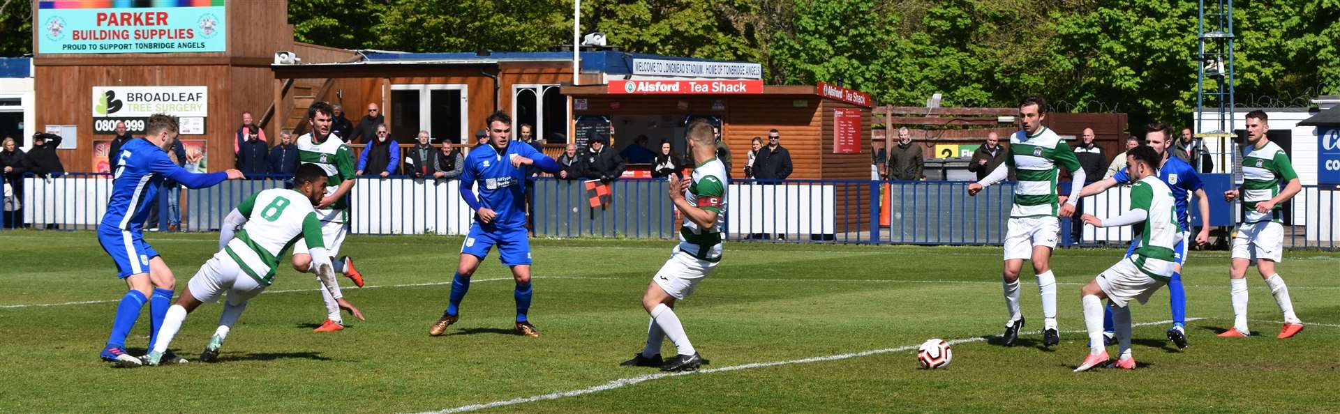 Richard Avery fires home the winner for Chatham. Picture: Alan Coomes