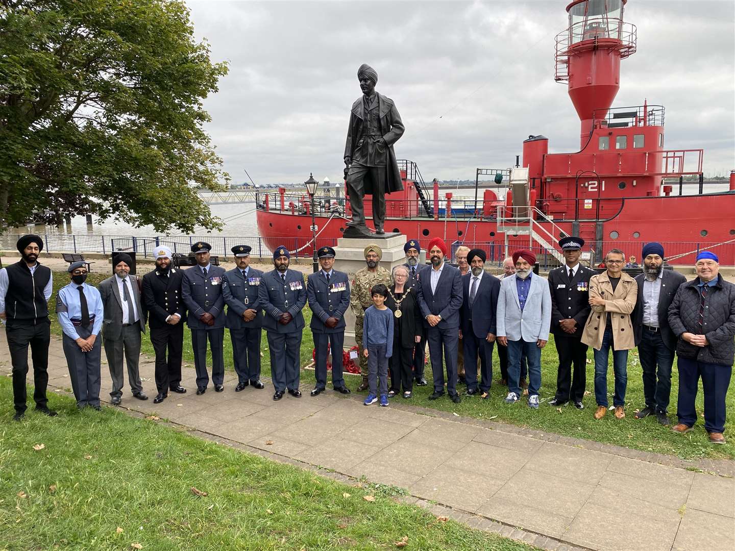 The service was held at the statue of Sqn Ldr Mahinder Singh Pujji. Picture: Jagdev Singh Virdee