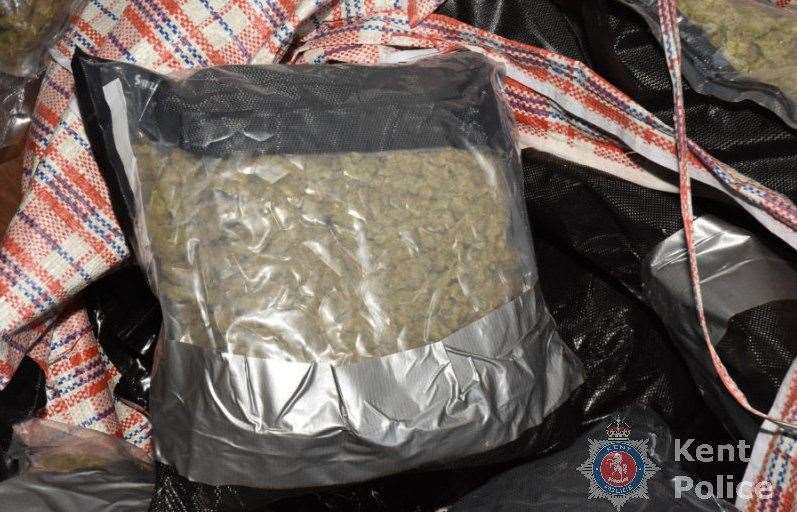 Officers found cannabis weighing a total of 427 kilogrammes and worth between £1.5 million and £2.5m. Photo: Kent Police