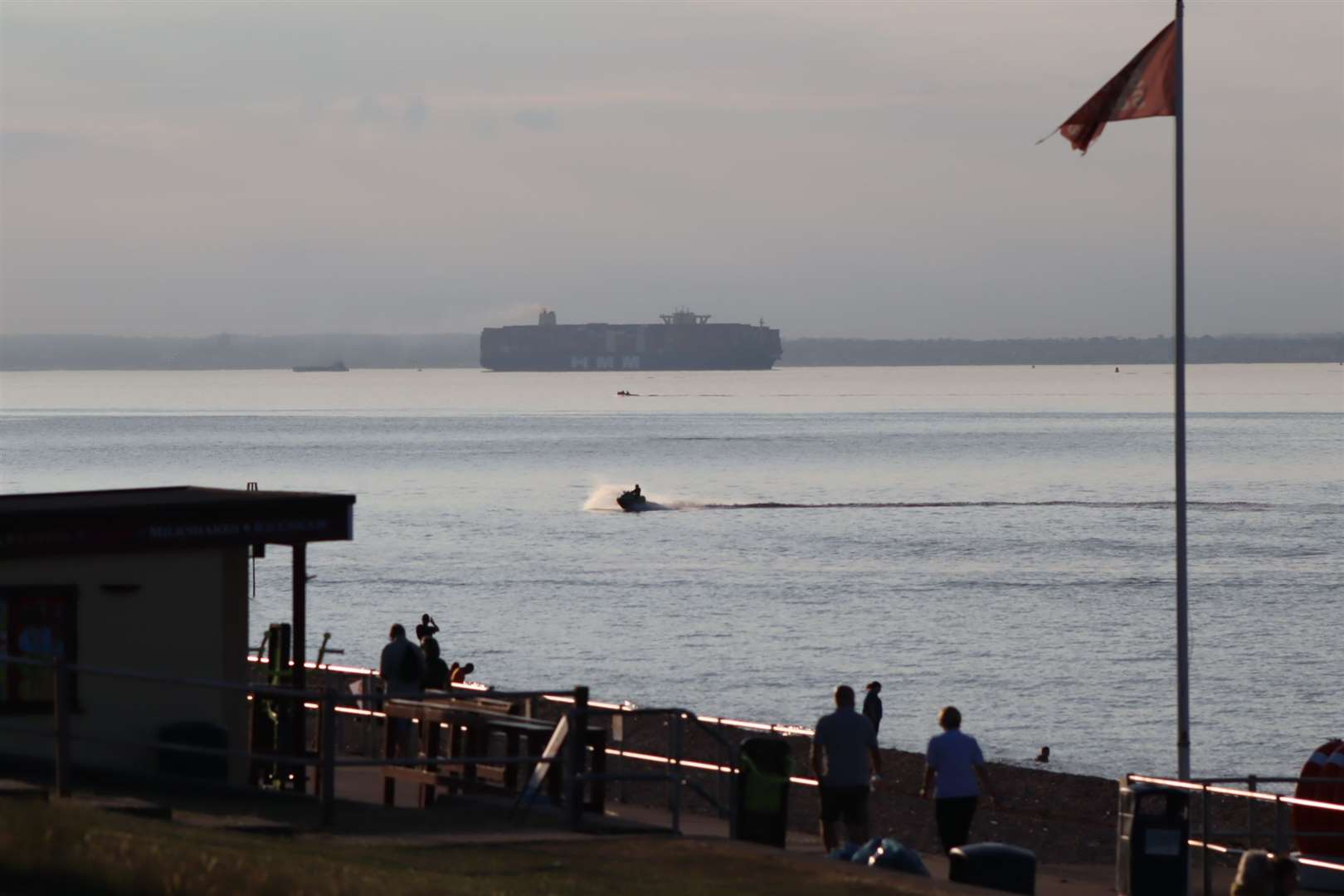 The world's biggest container ship HMM Algeciras off Minster beach, Sheppey. Picture: John Nurden