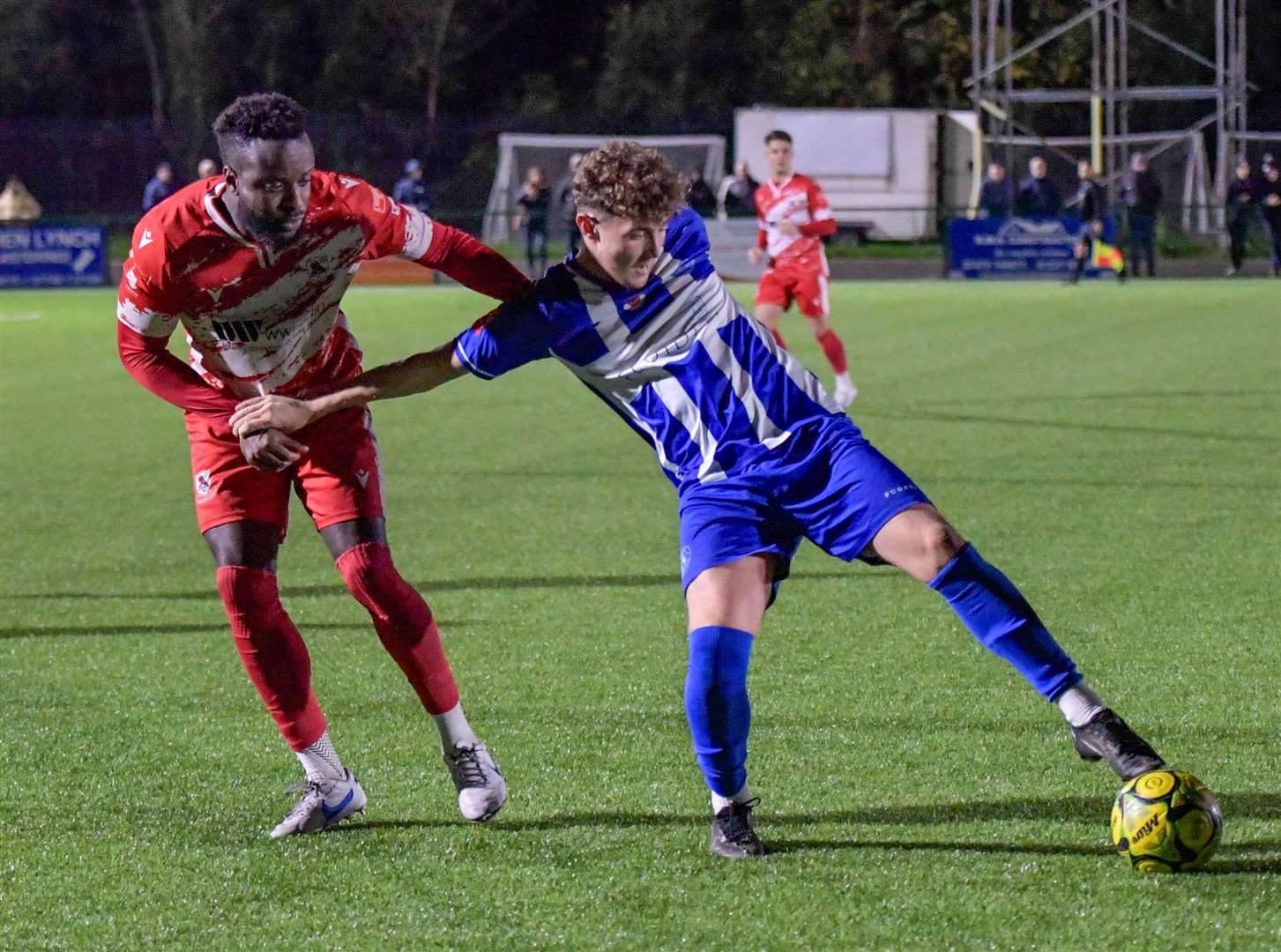 Rams defender Aaron Barnes, left, tracks his man at Herne Bay. Picture: Stuart Watson