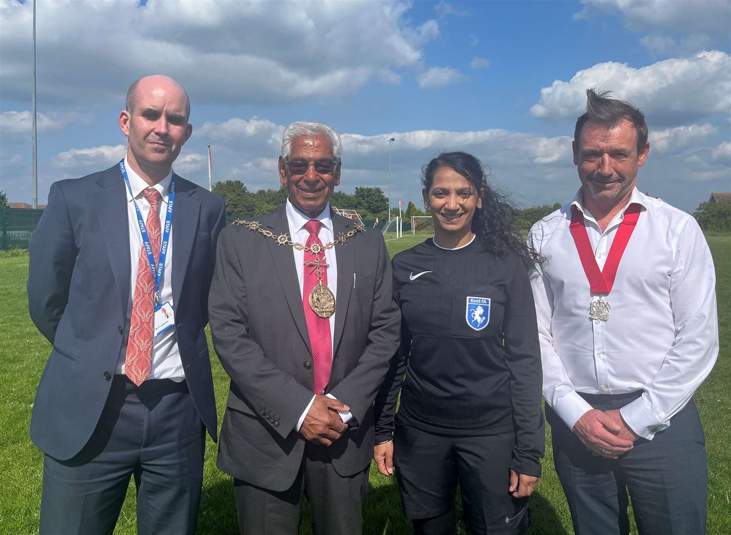 From left: King's Farm Primary head teacher Chris Jackson, Mayor of Gravesham Cllr Gurdip Bungar, Rashpal Shergill and Cllr Peter Scollard