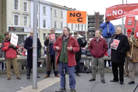 Gravesham’s MP Adam Holloway speaking at the protest