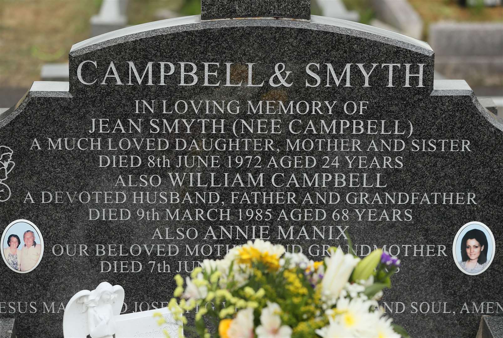 The headstone of Jean Smyth in Milltown cemetery in Belfast (Brian Lawless/PA)