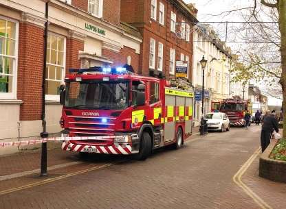 The bank was closed to customers while firefighters made it safe. Picture: Andy Clark