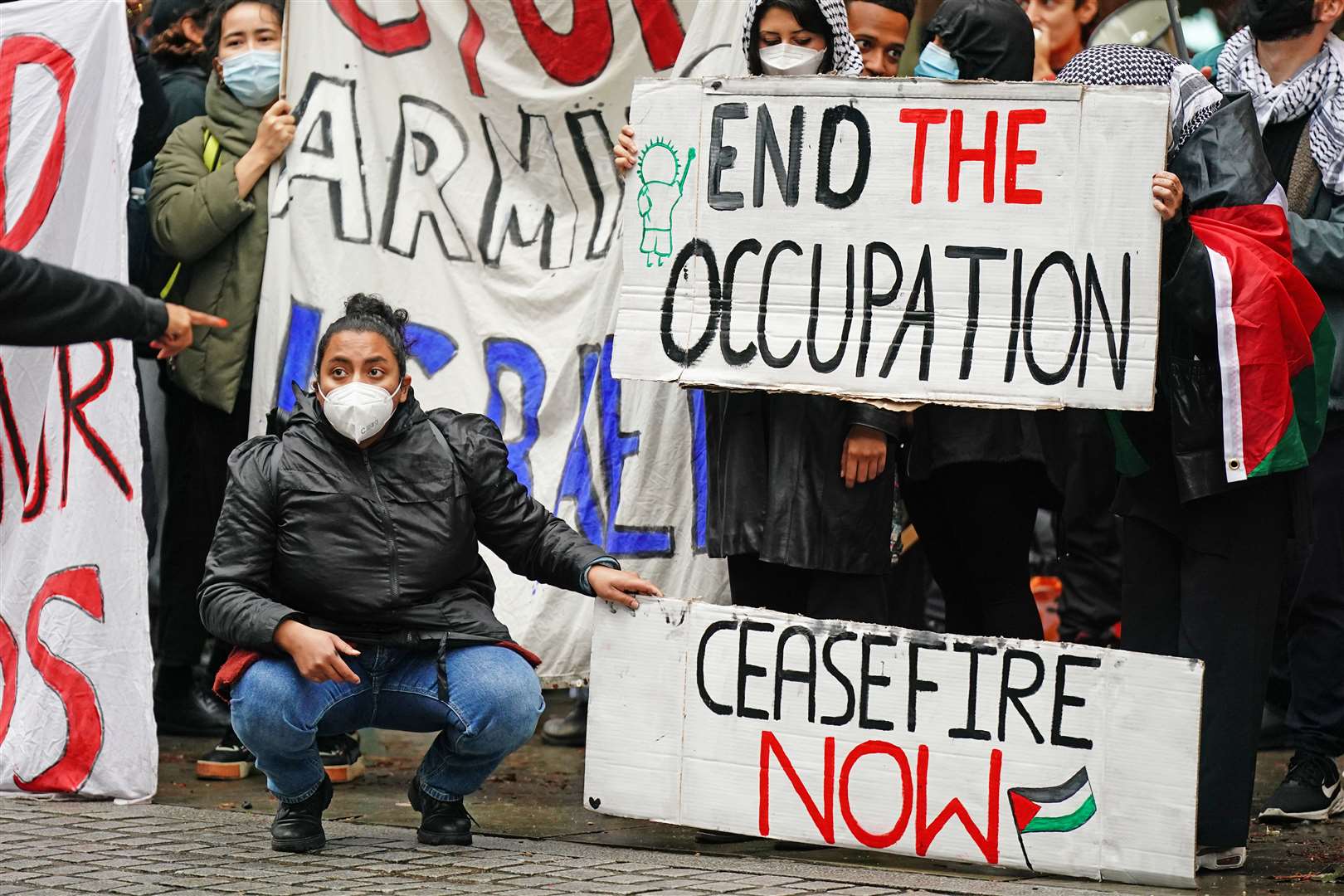 Demonstrators outside the Labour Party Headquarters (Aaron Chown/PA)