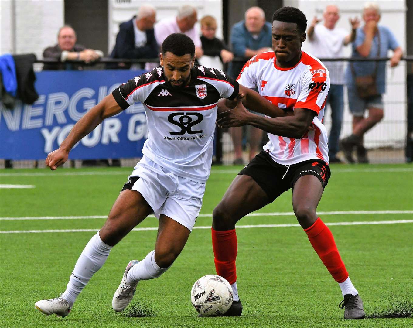 Johan Caney-Bryan’s hold-up play is different class, says Faversham boss Tommy Warrilow. Picture: Marc Richards