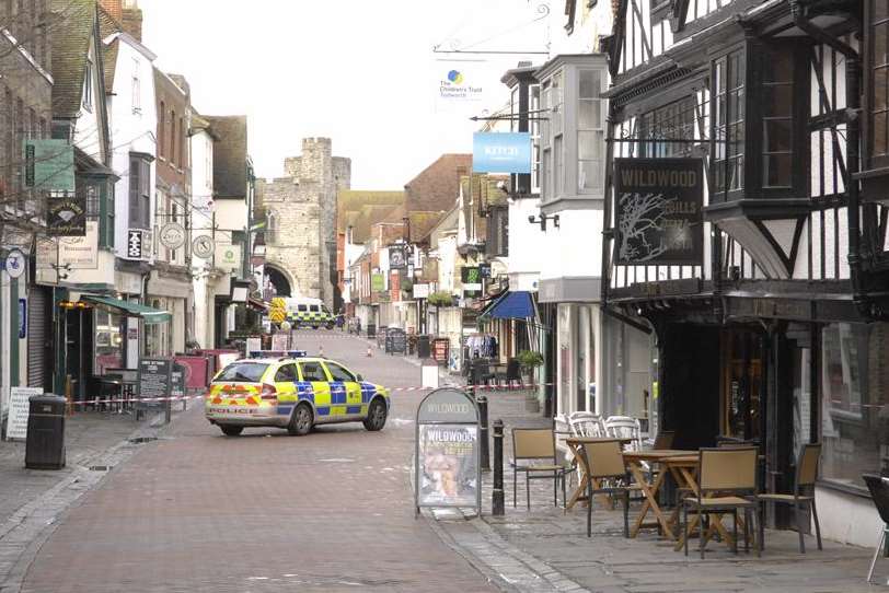 A deserted St Peter's Street, heading towards the Westgate Towers. Picture: Chris Davey