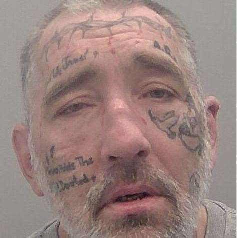 Neil Dunkley is often identified by his face tattoos. Picture: Kent Police