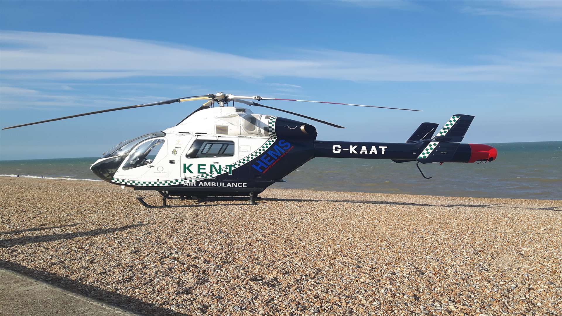 The air ambulance landed at Deal beach