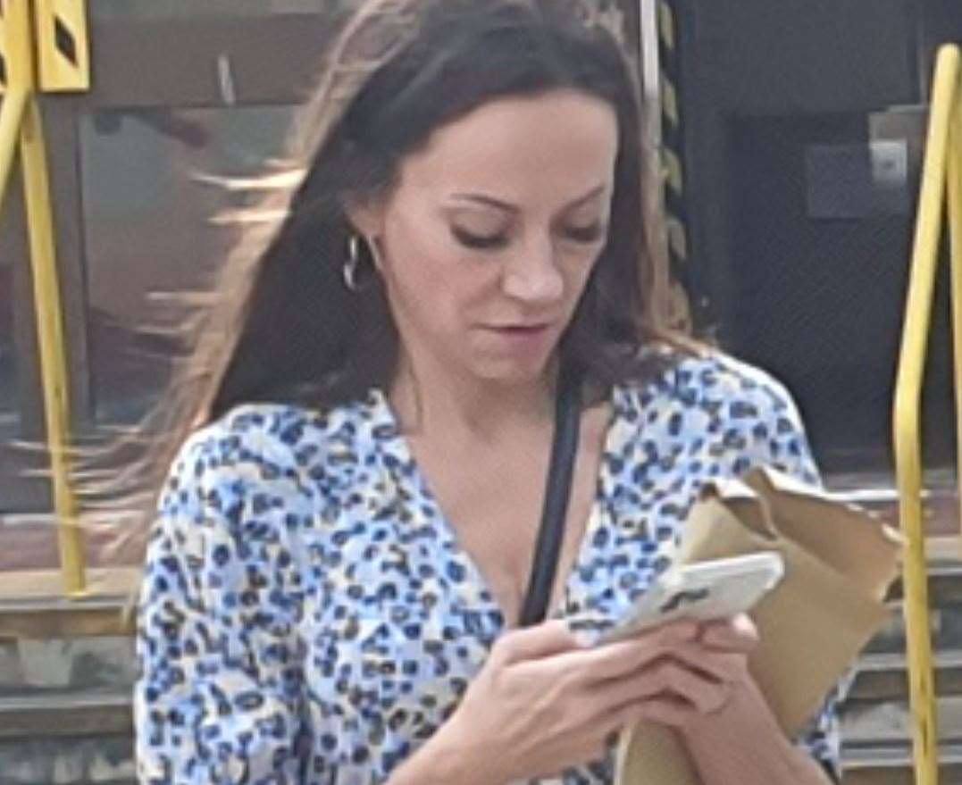 Fraudster Marie Renham leaving Folkestone Magistrates' Court on Monday