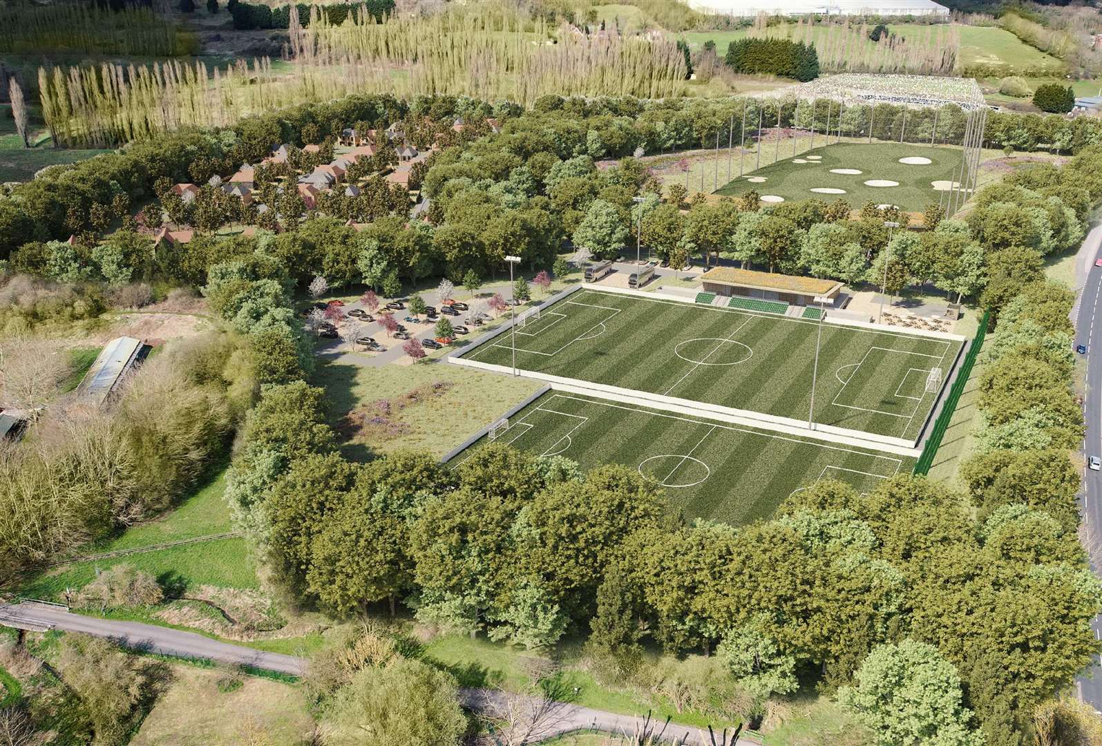 An overview how the new Oast Park sports ground could look. Image: Hollaway Studio