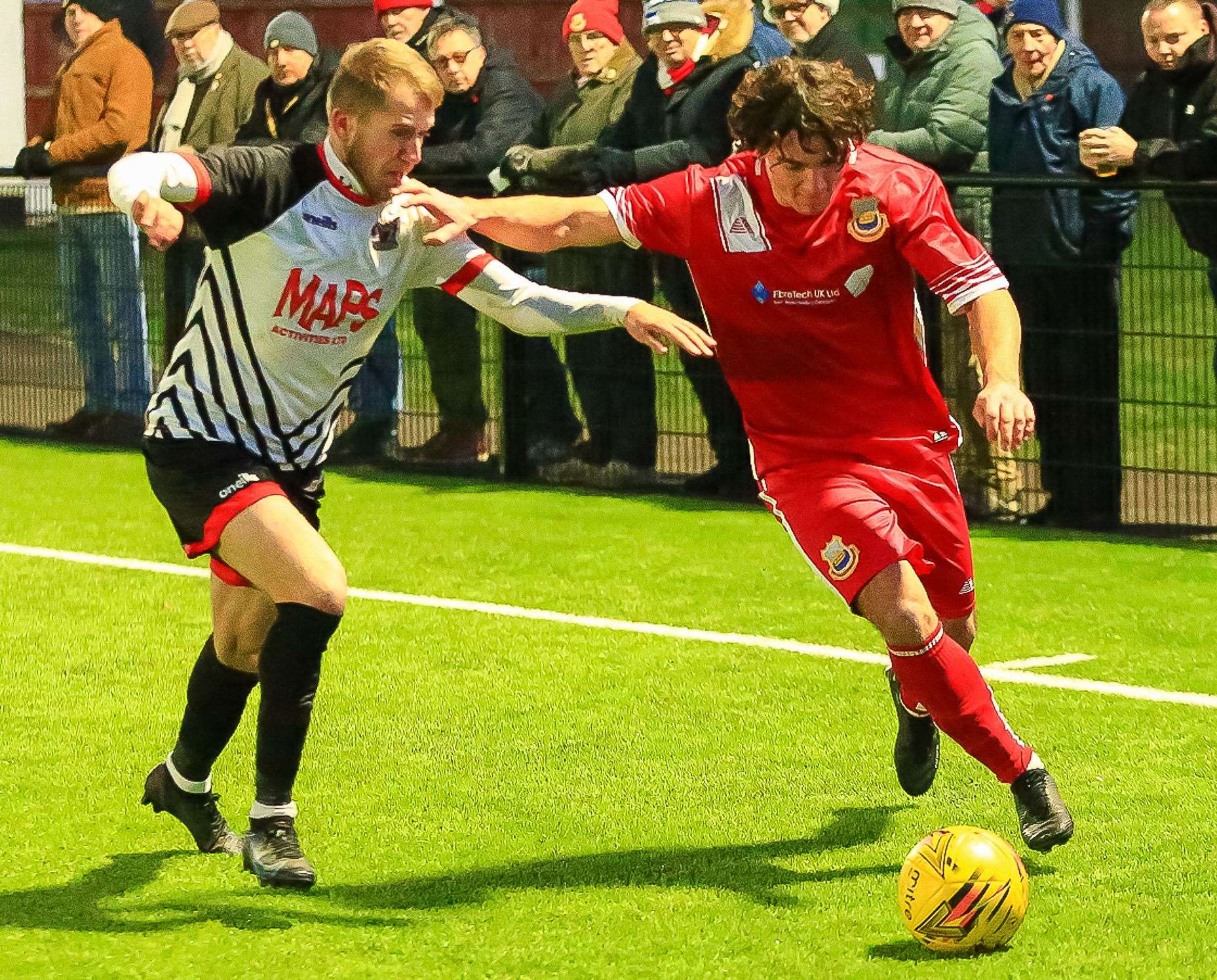 Gus Barnes during Whitstable's derby defeat at home on Saturday to Deal. Picture: Les Biggs