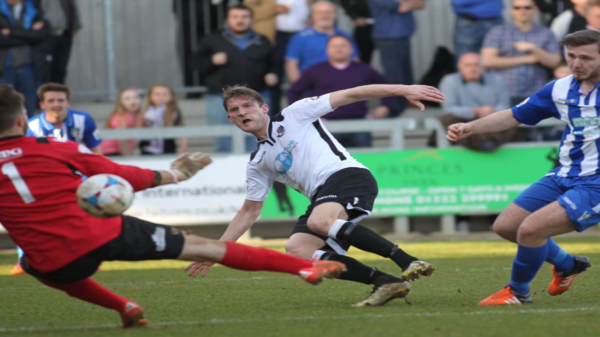 Tom Bradbrook scores for Dartford against Bishop's Stortford Picture: John Westhrop