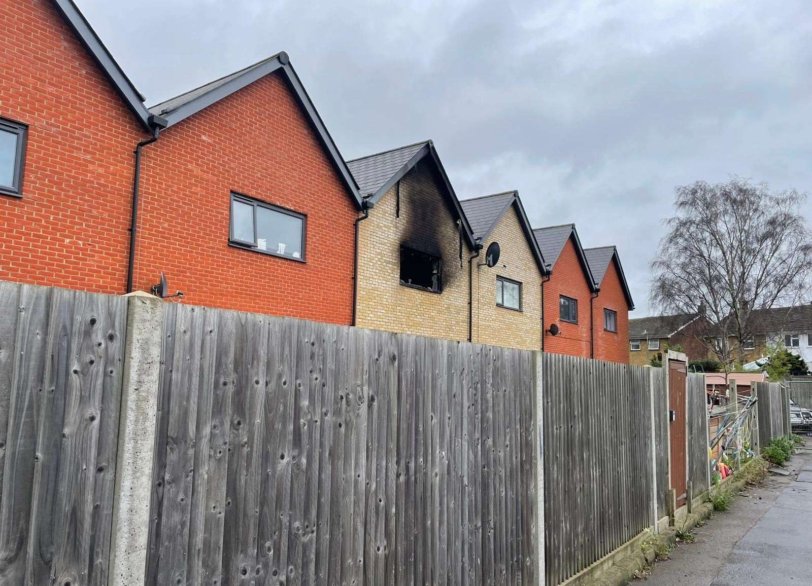 Four fire engines were called to a home in Wild Ash Croft, Sittingbourne, after a bedroom was seen ablaze. Picture: Joe Crossley