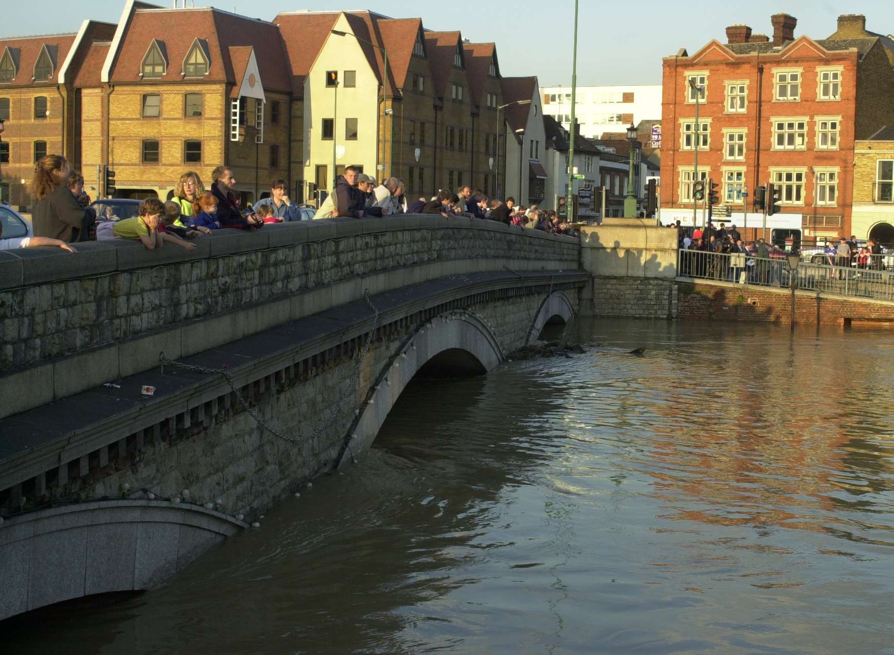 Floods from Maidstone Bridge in 2000. Picture: John Wardley