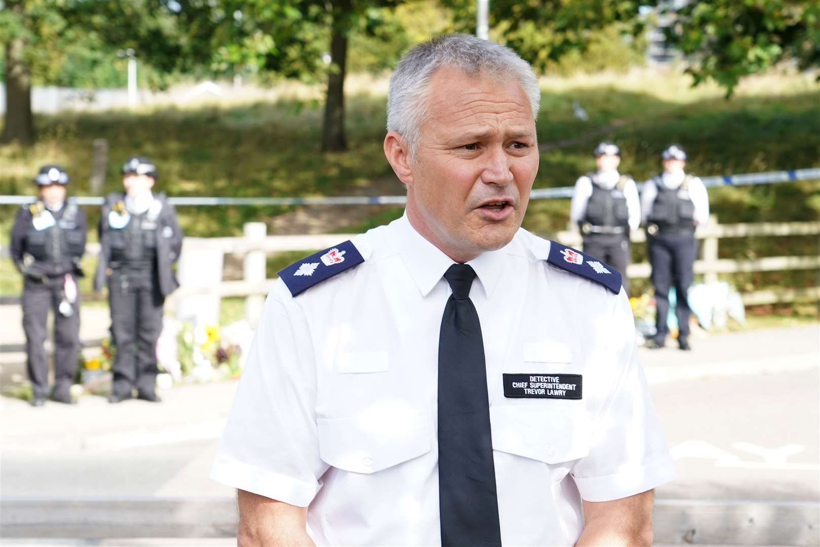 Chief Superintendent Trevor Lawry speaking to the media at Cator Park in Kidbrooke, south-east London (Ian West/PA)