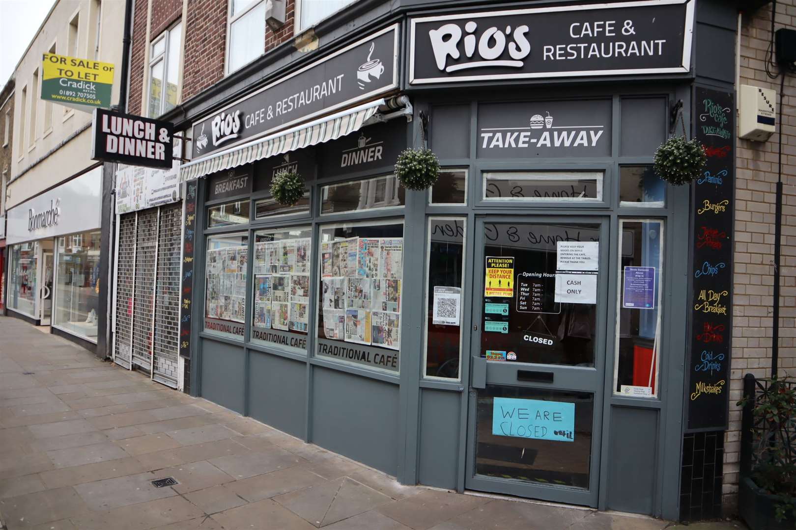 Still closed: Rio's cafe in Sheerness High Street